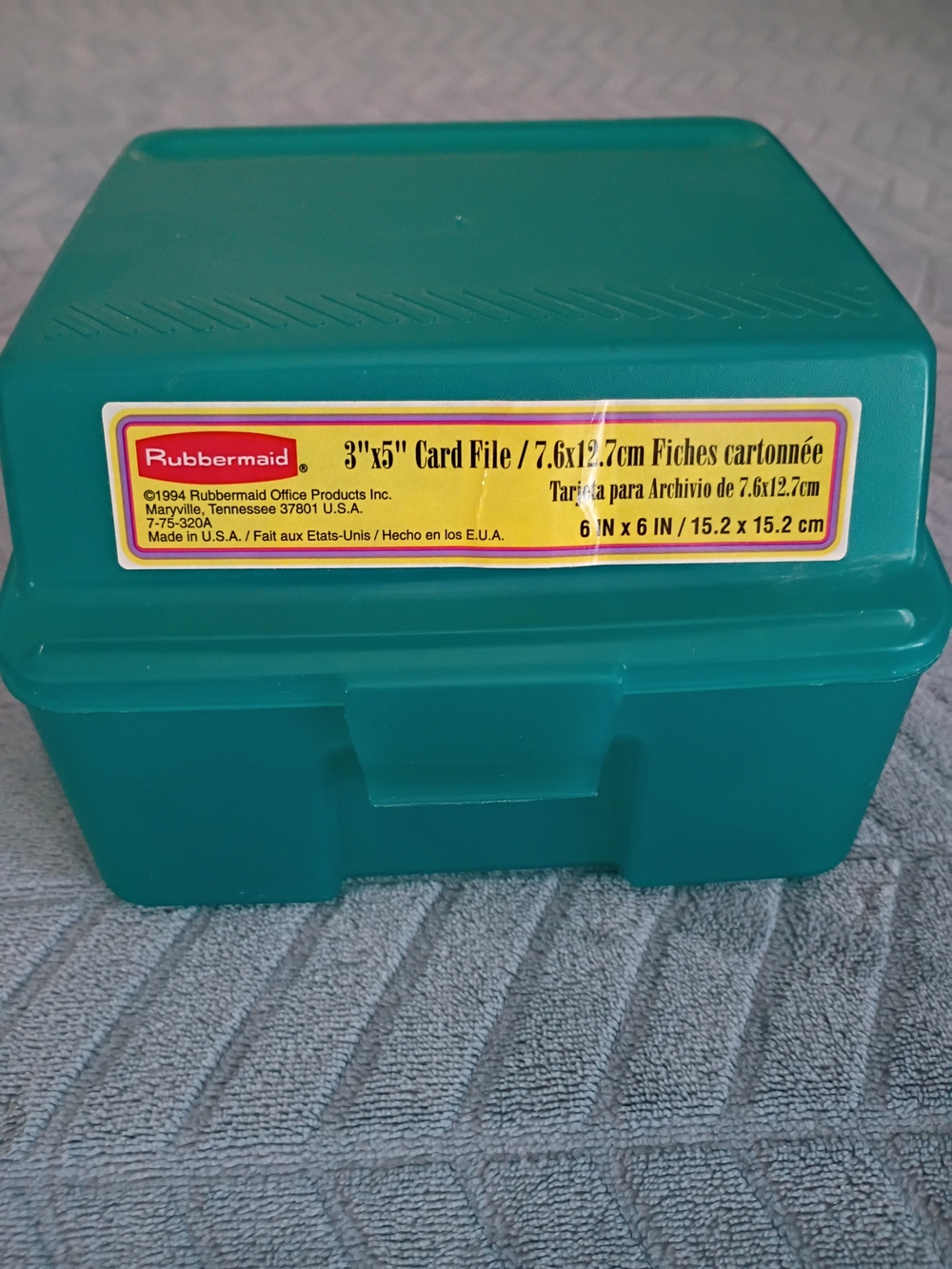 Vintage 90s Rubbermaid Teal Plastic Card File Organizer Retro